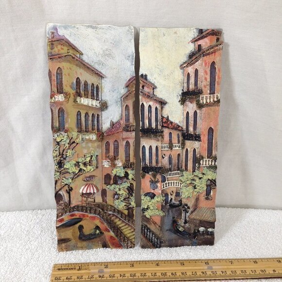 2 Pieces Wall Hangings Ruansj Manning 3D Artwork Holiday in Venice Italy 9 x 3 - Picture 1 of 5